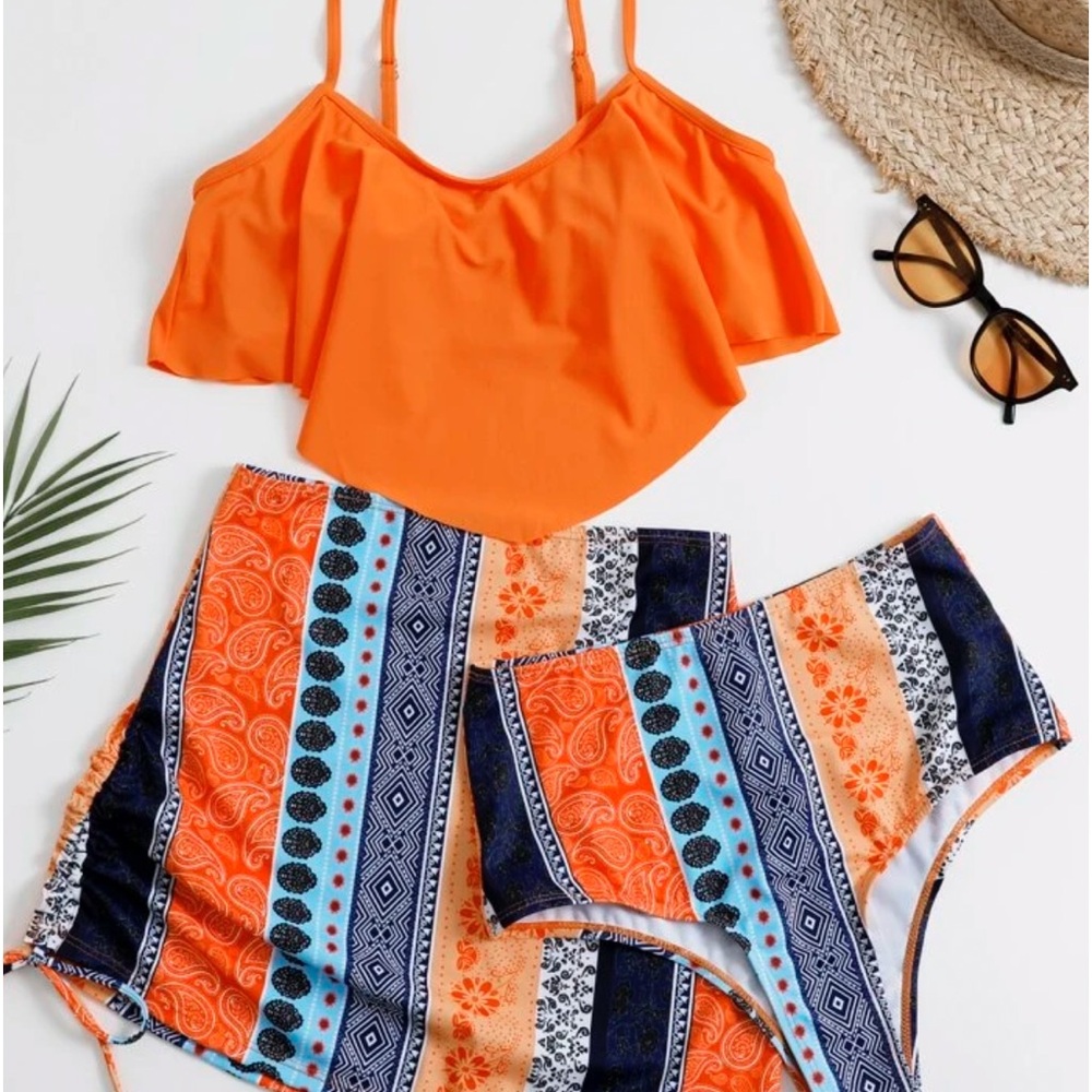 Medium high waist bathing suit with skirt cover up